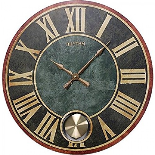 Rhythm Wooden Wall Clock Pendulum Roman Analog 